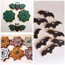 2 x Halloween Cookie Cutters, 6Pcs Cookie Cutters Holiday Shapes Molds Pumpkin, Ghost, Spider Web, Bat, Cat Head, Skull Cookie Cutters with Decorating Instructions (Silver)