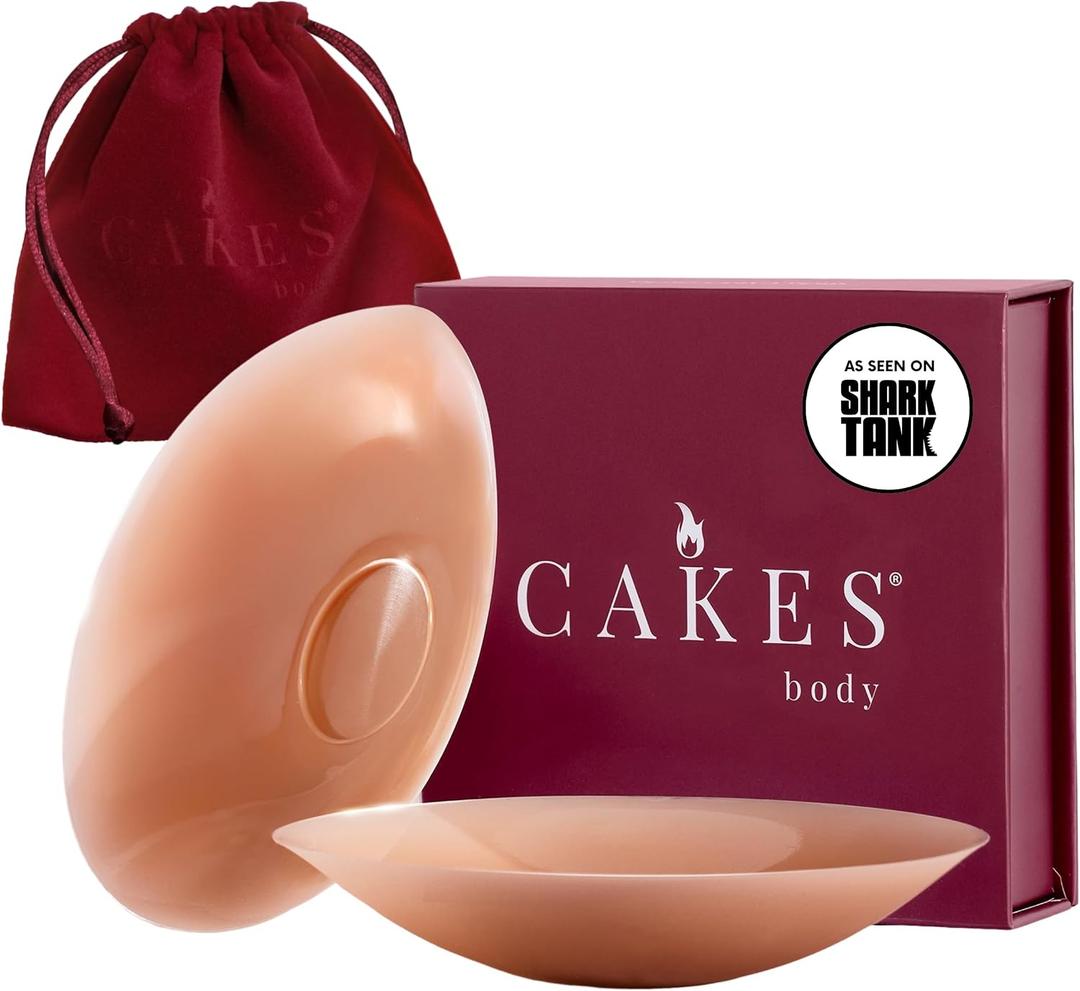 CAKES Body sticky Circle Nipple Covers for Women - The Viral Sticky Boobs With an Adhesive-free nip nook (Brown, M)