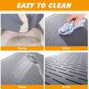 Silicone Cat Litter Mat, 34x22 in Waterproof Litter Box Mat Cats Feeding Mats with Raised Edges, Quick Clean Desig (Grey)