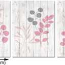 HOMEOART Leaf Print Canvas Wall Art Pink and Grey Botanical Plant Leaves Painting Rustic Bathroom Decor Pictures Framed Ready to Hang 12"x16"x3 Panels
