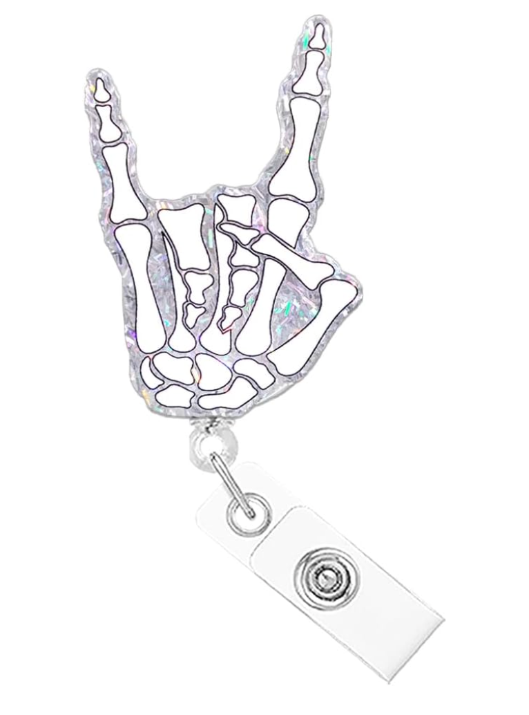 Funny Xray Skeleton Badge Reel Holder Nurse Gifts Radiology Radiologist Badge Reels Retractable for Nurses Cute Glitter RN CNA Nursing Student Badge Clip Medical PCT LPN ID Card Accessories