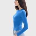Women's Long Sleeve Shirts Crew Neck Slim Fit Going Out Tops Basic Tees Barely There Collection (Medium, Azure)