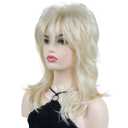 Wiginway Shaggy Layered Wig with Bangs, Shoulder Length Natural Straight Shags Wig, Soft Synthetic Hair, 613 Blonde
