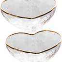 Zerodeko Coquette Room Decor 2pcs Glass Heart Bowl Heart-shaped Salad Bowls Clear Serving Bowls Irregular Bowls Gold Tempered Dessert Dishes for Fruits Salad Dessert Ice Cream Halloween Candy Bowl