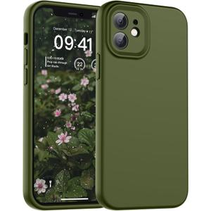 SUPFINE Designed for iPhone 12 Case,Premium Liquid Silicone with [Soft Anti-Scratch Microfiber Lining][Upgraded Camera Protection] Slim Shockproof Protective Phone Case for Men Women Girls,Cedar Green