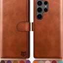 SUANPOT Compatible with Samsung Galaxy S25 Ultra Wallet case with RFID Blocking Credit Card Holder,Flip Book PU Leather Protective Cover Women Men for Samsung S25 Ultra Phone case Light Brown | RFID Blocking, Credit Card Holder, Flip Book, PU Leather, Protective Cover, Women Men