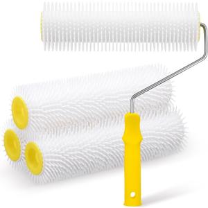 Leumoi 5pcs 9 Inch Latex Floor Self Leveling Screed Spiked Roller Screed Flooring Brush Paint Roller Bubble Remove Tool