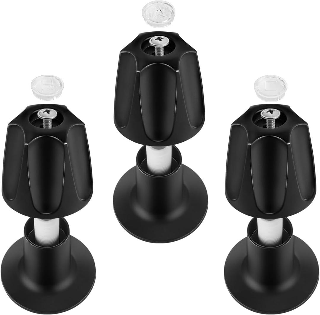 RAWILL Shower knobs 3 Pcs Replacement Trim Kit for Pfister Verve - Matte Black Faucet Handles Set with Hot, Cold, Diverter Knobs & Flange Base