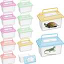 12 PCS 7"4.3"x4.3" Large Plastic Reptile Terrariums Carrier Cage Snake Breeding Box Hatching Container Clear Fish Tank with Ventilated Lid for Spider, Tarantula, Hermit Crab, Lizard, Turtle