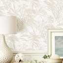 Erfoni 16.9''x118'' Beige Peel and Stick Wallpaper Floral Leaf Removable Wall Paper Beige White Self Adhesive Stick on Wallpaper Modern DIY Contact Paper for Cabinets Accent Wall Waterproof Vinyl Roll