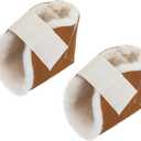 2 Pcs Heel Protectors for Pressure Sores Sheepskin Heel Pads Soft Foot Cushions Pad Protectors Adjustable Foot Pillows with Securing Strap for Bed Sore Ankle Ulcers (Brown)