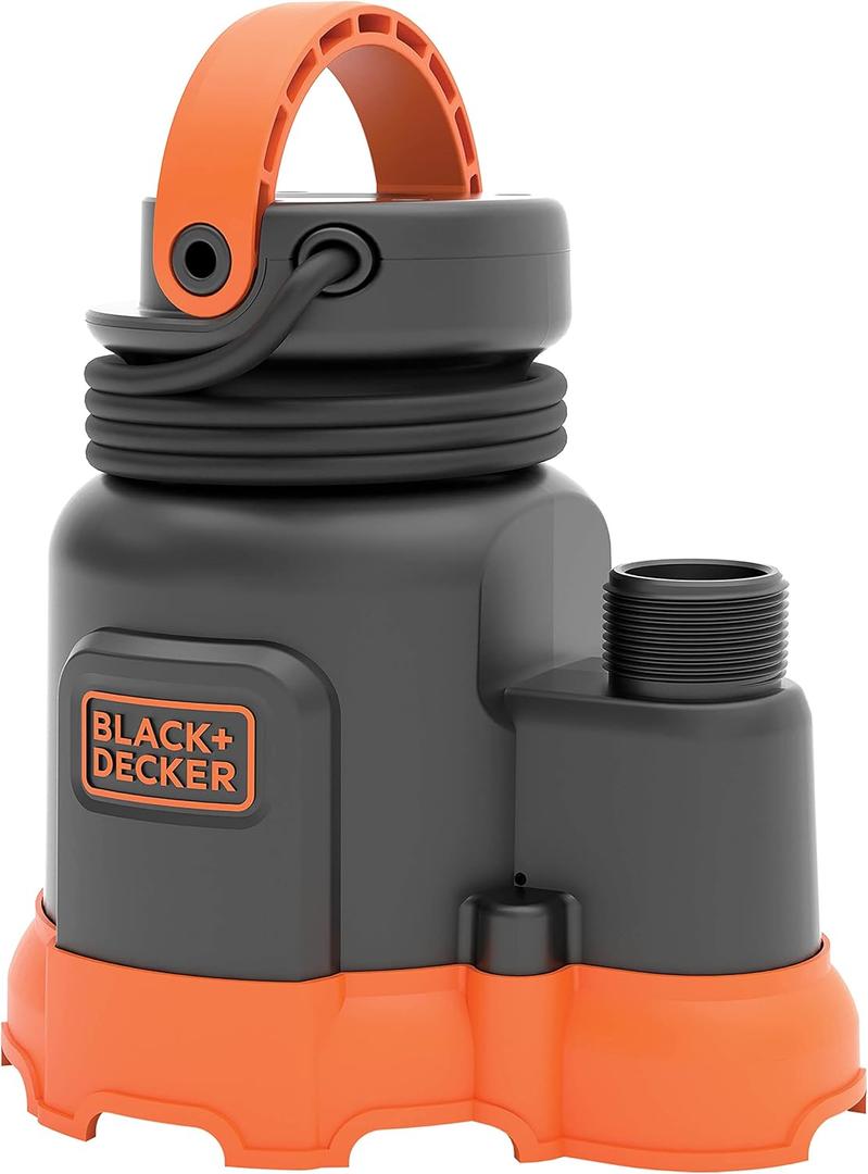 Black+Decker 1/6 HP Submersible Water/Utility Pump, Pumps up to 2000 GPH