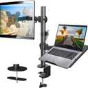 HUANUO Adjustable Monitor Stand, Single Arm Desk Mount for 32 inch Screen and 17 inch Laptop, Heavy Duty Ergonomic Bracket Holds 22lbs