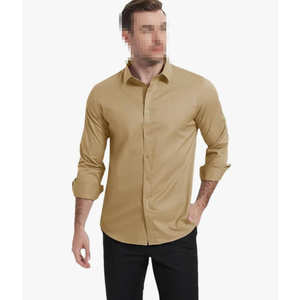 ERFMFKL Mens Solid Breathable Dress Shirts Long Sleeve Slim Fit Casual Business Button Down Formal Shirt, M