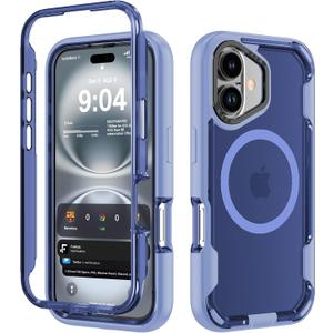 DEERLAMN Magnetic Shockproof Case for iPhone 16 6.1-Inch, [Compatible with MagSafe] [Military Grade Drop Protection] Translucent 2-Layer Durable Bumper Heavy Duty Protecive Phone Cover, Light Purple