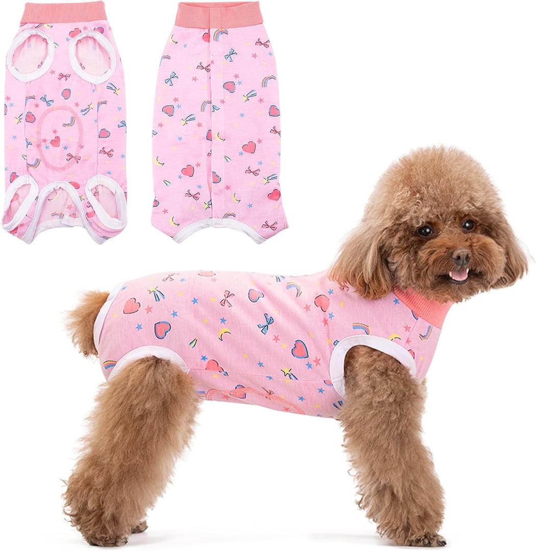 Coppthinktu Recovery Suit for Dogs After Surgery, Dog Onesie Surgery Recovery Suit for Female Spay, Soft Male Surgical Pajamas Bodysuits for Small Medium Puppy to Anti Licking Dog Cone Alternative, Small