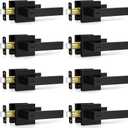 Plustool 8 Pack Matte Black Door Handles Interior, Keyless Interior Door Knobs, Privacy Door Locks for Bedroom Bathroom, Heavy Duty Square Door Lever Locksets, Reversible for Left&Right Handled Doors