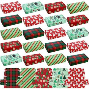 Zhanmai 25 Pcs Christmas Shipping Gift Boxes Small Holiday Mailing Cardboard Gifts Boxes Christmas Shipping Packaging Cases for Wrapping Holiday Goodie Present(4 x 8 x 2 Inch,Classic Style)