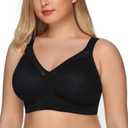 DotVol Women's Full Figure Minimizer Bras Comfort Large Busts Wirefree Non Padded Plus Size Bra (46G, Black)