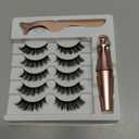 Newcally Magnetic Eyelashes with Eyeliner Kit Reusable Wispy Lashes Natural Look Magnetic Lashes Kit C-curly No Glue Needed 5 Pairs False Lashes with Magnetic Eyeliner & Tweezers