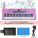61 Key Electronic Keyboard Piano with Lighted Up Keys, Musical Mini Keyboard Piano with keyboard stand, Digital Portable Synthesizer Keyboards for Beginners Kids Adults (pink), Compact