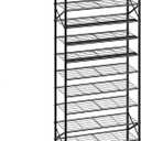 10-Tier Tall Shoe Rack Organizer Shoe Storage for Entryway 30-40 Pairs Metal Shoe Rack for Closet Heavy-Duty Shoe Rack with Wooden Top Shelf for Garage Black