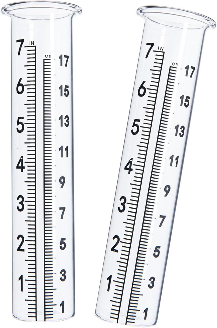 7" Capacity Rain Gauge Glass Replacement Tube with Lip for Yard Garden (2)
