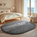 Ophanie 4x6 Oval Grey Rugs for Bedroom Living Room, Fluffy Fuzzy Furry Carpet, Plush Soft Shaggy Bedside Indoor Floor Area Rug for Kids Girls Boys Baby Teen Dorm Nursery Home Decor Aesthetic