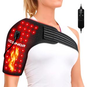 Viconor Red Light Therapy for Shoulder Pain Relife, Infrared Light Therapy for Body, Improve Joint Muscle 660nm&850nm Red Light Shoulder Wrap with Massage, Black1