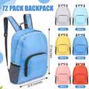 Jexine 72 Pcs Backpack Bulk 17 Inch Foldable Backpack Assorted Color Back Pack Book Bags for Outdoor Travel Zippered(6 Classic Color)