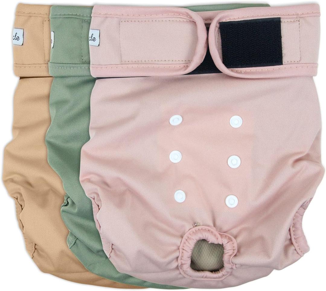 Washable Female Dog Diapers - Premium Reusable Diapers for Doggie in Heat - Highly Absorbent Dog Diapers Female for Pet Incontinence with Adjustable Snaps (Pink, L)