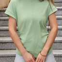 Dokotoo Spring Tops for Women 2025 Cap Sleeve Side Ruched Summer Tops for Women Trendy Women Clothing (Green, L)