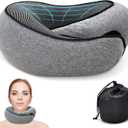 Travel Neck Pillow for Airplanes  100% Memory Foam, 360 Head Support, Breathable & Washable Cover, Compact for Travel, Car & Flights (Dark Grey)