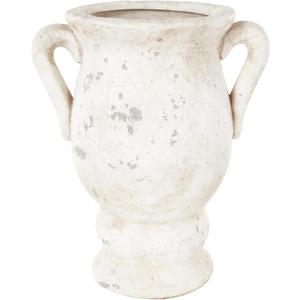 Deco 79 Ceramic Decorative Vase Antique Style Distressed Centerpiece Vase with Handles, Flower Vase for Home Decoration 14" x 11" x 18", Cream