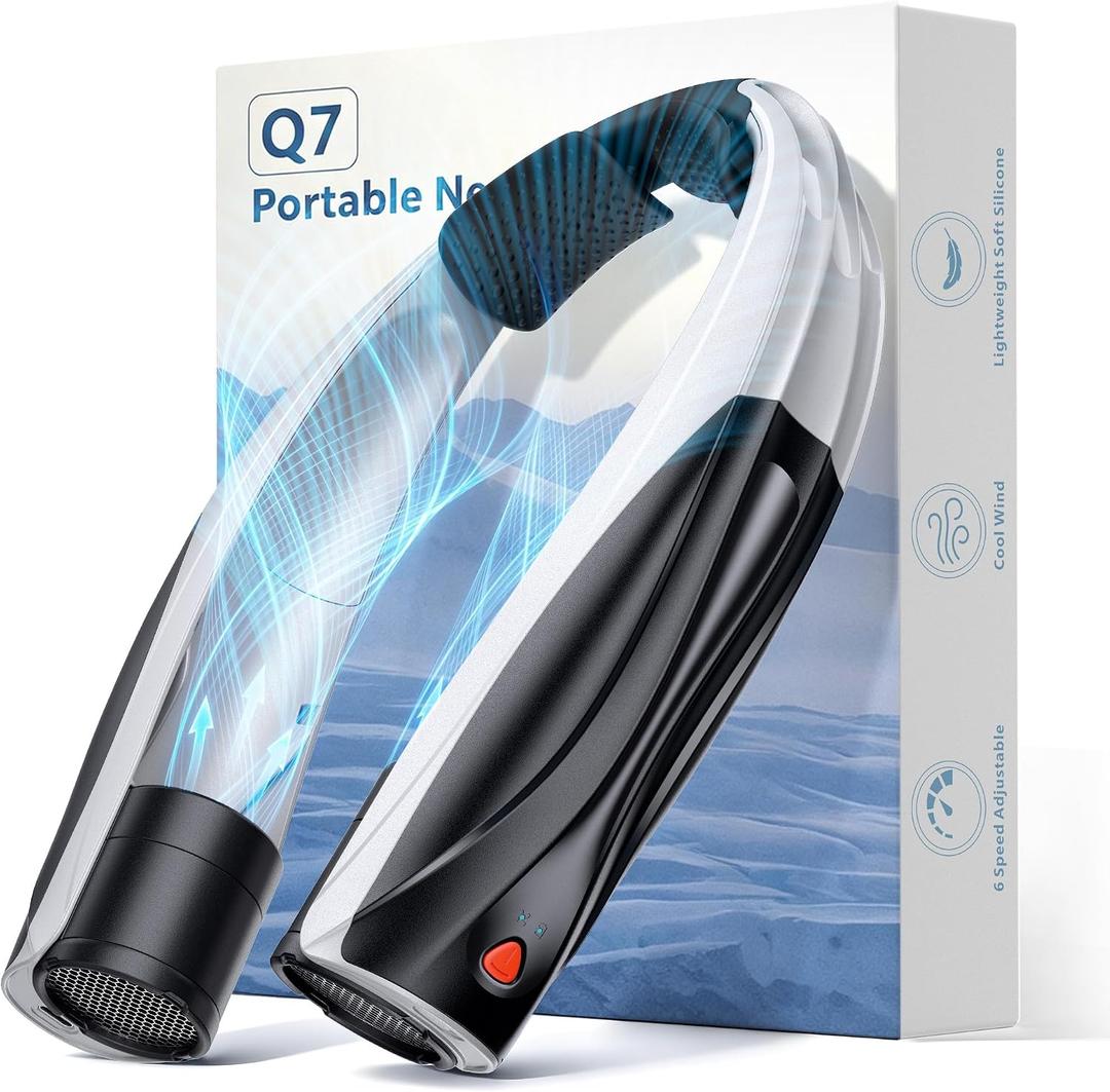 Portable Neck Fan - 6000mAh Battery Hands Free Personal Fan, 6 Speed Adjustable, Rechargeable & Wearable, Gift for Women Men, Office, Travel, Sports, Medium