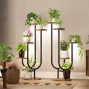 Plant Stand Indoor with Grow Light, 2 Pack Metal Plant Shelf, 5 Tiered Corner Plant Stand Display Shelves Flower Holder for Living Room Patio Balcony