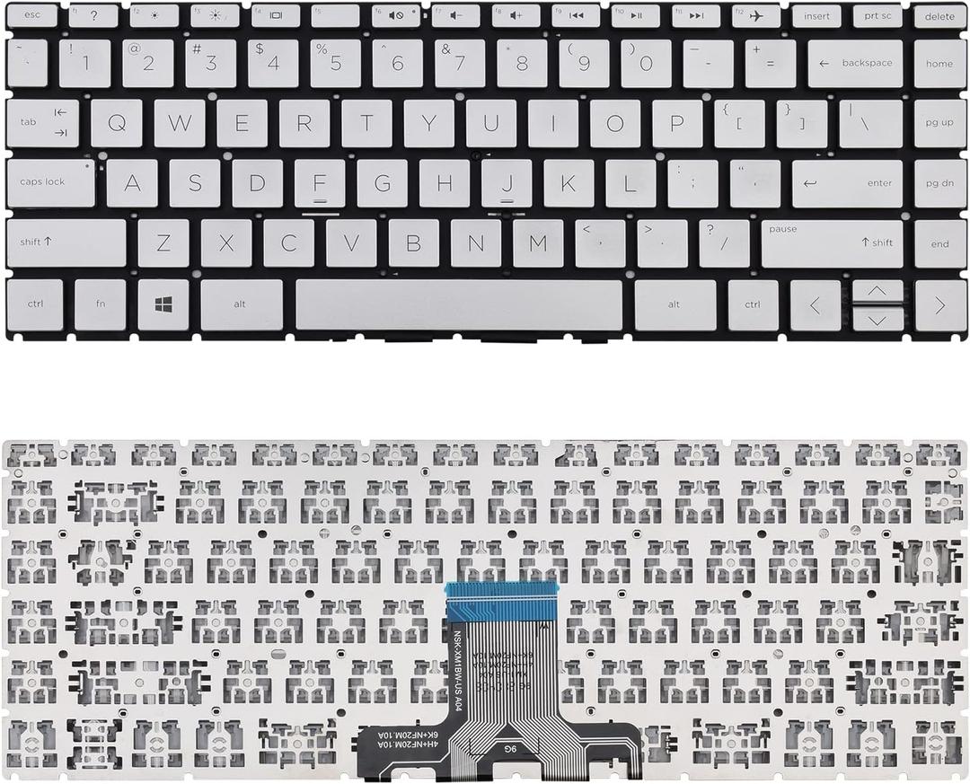 Replacement Keyboard Compatible with HP 14-CK 14-CD 14-CM 14-DG 1 Black US Layout (Silver Without Backlit)