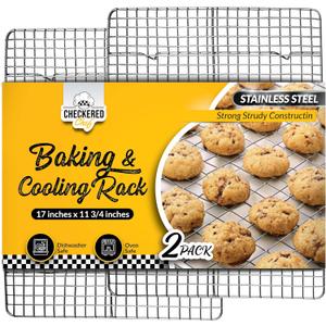 Checkered Chef Cooling Rack for Cooking and Baking - 11 " x 17 Set of 2 Stainless Steel, Oven Safe Grid Wire Cookie Cooling Racks Checkered Chef Cooling Rack for Cooking and Baking - 11 " x 17 Set of 2 Stainless Steel, Oven Safe Grid Wire Cookie Cooling Racks