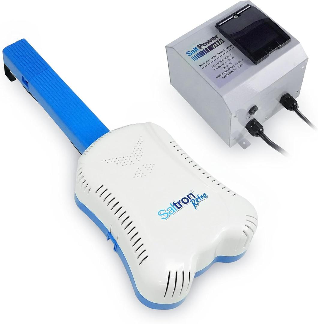 Solaxx Saltron Retro - Salt Chlorine Generator for Above Ground Pools - Up to 20,000 Gallons Max - Self Cleaning, Built in Timer - CLG10A Salt Water Chlorinator System