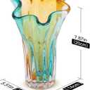 Hand Blown Wide Mouth Petal Glass vase, Colorful Modern Glass Art Home Decoration vase for Family Living Room, Wedding Venue, Dining Table Centerpiece, entryway Tabletop