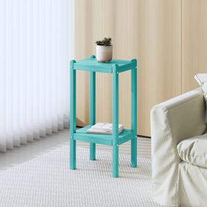 Outdoor Side Table, 2-Tier Small Patio Coffee Tables for Outside, Outdoor End Tables for Patio, Adirondack Side Table for Outside, Outside Table for Pool, Porch, Garden, Turquoise