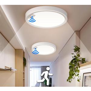 Ceiling Light with Motion Sensor 2 Pack, Flush Mount LED Ceiling Light Fixture Wired, 18W, 1600LM, 8 Inch, Auto On/Off Close to Ceiling Light for Hallway Closet Pantry Bathroom Stairs Garage Shower