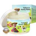 Handmade Natural Tallow Honey Balm for Face Formula with Grass Fed Beef Tallow Raw Honey Nourishing Deeply Hydrating Moisturizer to Revitalize Soften Skin 