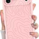 MZELQ for iPhone 17 Pro Max Case 2025 Case, Silicone Wave Ripple Cute Pattern, Camera Protection Soft Slim Shockproof for Girls Women -Pink