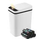 Bathroom Automatic Trash Can, 4 Gallon Touchless Motion Sensor Small Garbage Can with Lid Smart Electric Narrow Waterproof Garbage Bin for Bedroom Office Halloween Decoration, White (B-Basic Battery Supply-White)