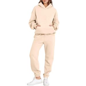 ANRABESS Womens 2 Piece Outfits Lounge Hoodie Oversized Sweatshirt Jogger Sweatpants Y2K Tracksuit Sweatsuit Set Fall Clothes (Medium, Apricot)