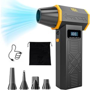 KKH Portable Electric Air Duster with Led Light, Powerful 120000RPM 4 Speed Adjustable Mini Turbo Blower for Cleaning, Rechargeable Cordless Dusters for Home Car Outdoor PC Computer Keyboard