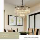 27.75" Black Clear Glass Crystal Chandelier 14-Light Modern Crystal Pendant Ceiling Light Fixture 4-Tier Luxury Glass Chandeliers,for Dining Room Kitchen Island Living Room Bedroom