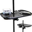 Universal Microphone Stand Tray with Drink Holder, Adjustable Mic Stand Clamp-On Utility Shelf Rack Tray Holder for Music Sheet, Live Streaming, Concert, Karaoke, Recording, Music Stand Accessories