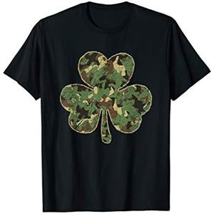 Military Family - St Patricks Day Camo Shamrock Camouflage T-Shirt, L